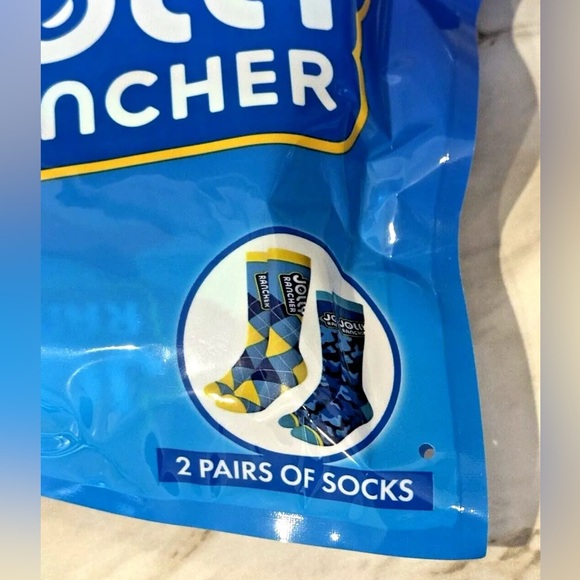 Two Pairs SWAG Men's Novelty Print Jolly Rancher Crew Socks Shoe Size 8-13 - Picture 2 of 4